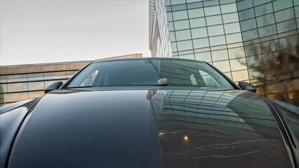 Aufkleber - A medium closeup capturing the reflective quality of the cladding surface under natural light showcasing how the material complements contemporary architectural designs while