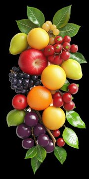 Digital art fruit: a colorful 3D render, perfectly isolated on a pure white background, emphasizing its vibrancy.