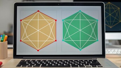 Poster - A medium closeup of an augmented reality setup showing virtual geometric designs overlaying a workspace illustrating the integration of AI in spatial planning.