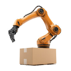 Poster - Packaging Robotic Arm isolated on transparent background .