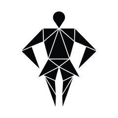Fototapete - Geometric illustration of a human figure constructed with black triangles and shapes on a white background in modern art