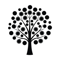 Poster - Stylish black and white graphic tree illustration featuring a rounded leaf design perfect for various design projects