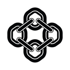 Poster - Abstract geometric design composed of interlocking shapes in black and white providing a modern symbolic aesthetic