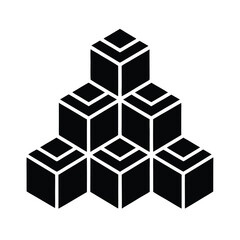 Poster - Abstract black and white illustration of stacked geometric cubes creating a modern and minimalist design
