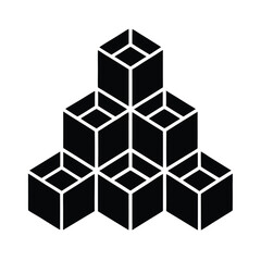 Poster - Geometric cube pyramid abstract design featuring a black and white minimalist vector illustration suitable for various creative concepts