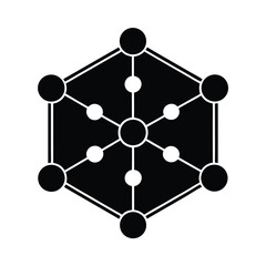 Poster - Abstract geometric network illustration featuring connected dots within a stylized hexagonal shape in a minimalist design