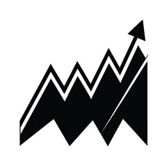 Poster - Abstract black and white upward trending graph chart showing business growth or financial success on white background
