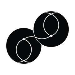 Poster - Abstract black and white design featuring interconnected circles and curved lines perfect for modern graphic compositions