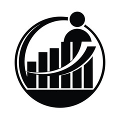 Poster - Abstract black and white business graphic representing growth and success in financial markets with increasing bar charts