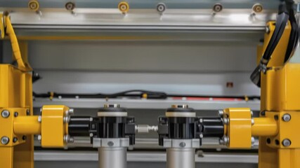 Aufkleber - A medium closeup view of the robotic joints and hydraulic systems displaying the engineering intricacies that allow for fluid movement and manipulation during the painting process.