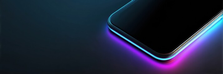 Aufkleber - Neon Effect Gadget Outline Highlighting a Clean Tech Zone, Showcasing Modern Design and Aesthetic Appeal Generative AI