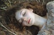 © Serhii - Serene Beauty: Curly Woman Sleeping Peacefully in a Warm Forest Embraced by Nature