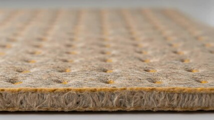 Poster - An upclose view of a thermal insulation layer made from composite materials showcasing its fibrous texture and the air pockets that contribute to its heat resistance.
