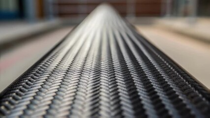 Aufkleber - Closeup focusing on the edge of the beam where the carbon fibers intersect at sharp angles emphasizing its robust engineering and durability.