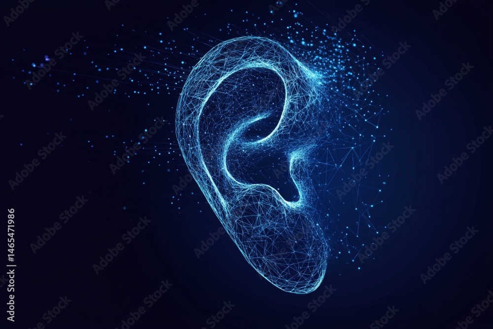 Ilustracja bez tantiem: ear sign abstract low poly wireframe style ...