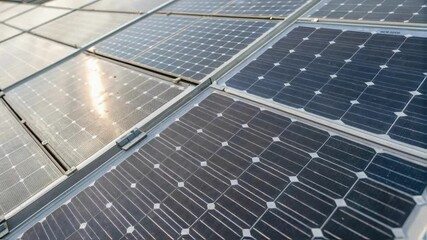 Poster - Closeup view of an array of transparent energyharvesting panels showcasing their fine structure that harvests energy while maintaining aesthetic appeal through varying gradients of