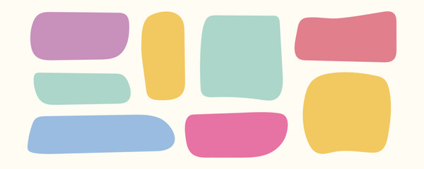 Poster - Playful pastel tag elements. Hand Drawn irregular rectangular shapes for labeling, planners, digital scrapbooking, crafts, text box, message quote frame, highlighting