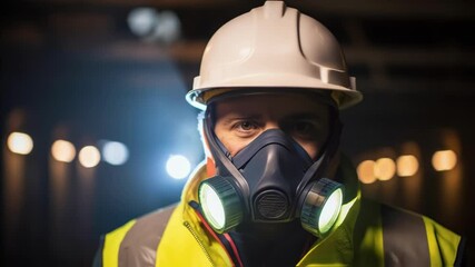Poster - Medium closeup of a worker in protective gear with the gas detector visibly illuminated highlighting its critical role in monitoring surroundings for safety in a hazardous work