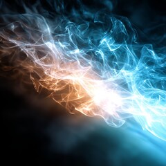 Poster - Abstract Energy Flow: A Dance of Light and Shadow in Electric Blue and Warm Orange Tones