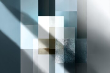 Poster - Abstract Geometric Design with Subtle Textures and Light Play, in Blues, Grays, and Whites.