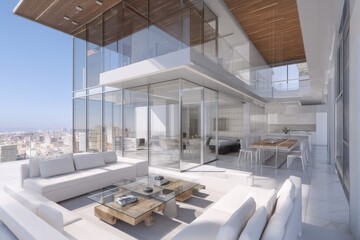 Poster - Luxury Penthouse Apartment With Stunning City Views and Modern Design in a Vibrant Urban Setting Generative AI