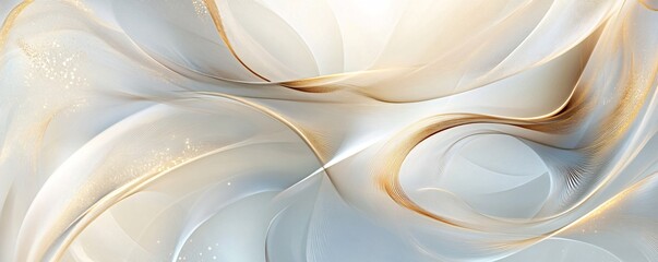 Aufkleber - Abstract gold and white lines flowing gracefully in a modern design
