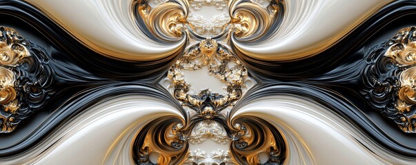 Aufkleber - Luxurious gold and black abstract design creating a stunning visual