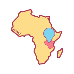 Poster - Africa map with location pin vector illustration for travel guide and infographic design concept