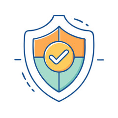 Poster - Security shield check mark icon for protection and safety online data secure verified concept