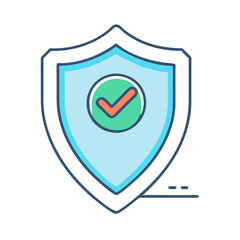 Poster - Security shield with check mark vector illustration for protection and verified icon design
