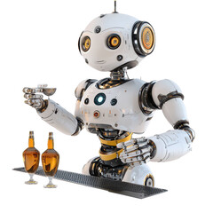 Poster - Robot Bartender isolated on transparent background .