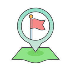 Poster - Map pin location pointer flag marker destination travel gps navigation position journey point way