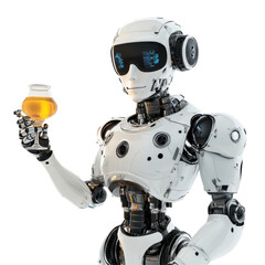 Poster - Robot Bartender isolated on transparent background .