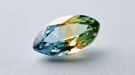 Leinwandbilder - A stunning eye-shaped gemstone displays brilliant shades and textures while resting against a soft, neutral backdrop, offering fine detail and elegance