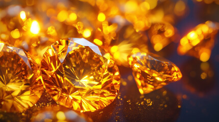 Wall Mural - Detailed image of yellow canary diamonds glowing warmly.