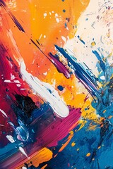 Poster - Colorful abstract painting with brushstrokes and splatter