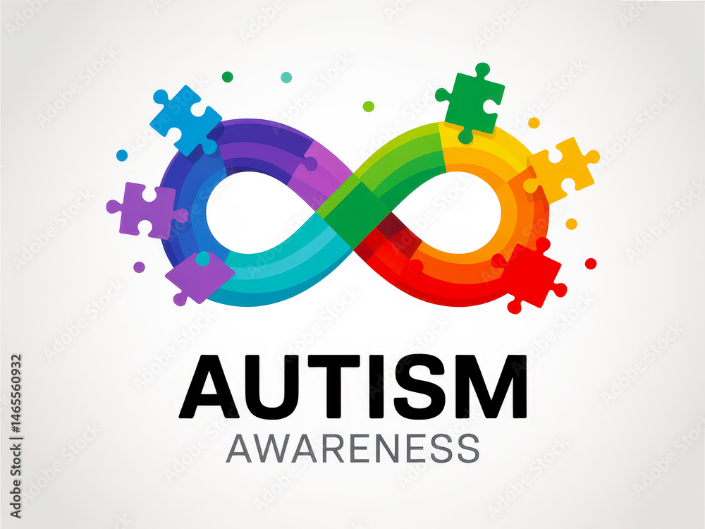 Colorful autism awareness infinity symbol with puzzle pieces. Stock ...