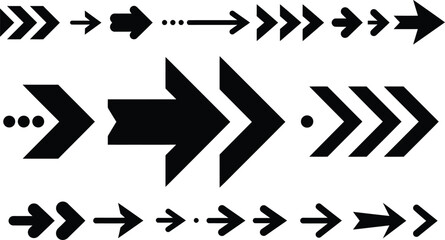Poster - Collection set Black Right Arrow,Black Arrow Pointing Right,Black Arrow Illustration Isolated,Right-Pointing Minimalist Arrow Graphic on Transparent Background AI Generative