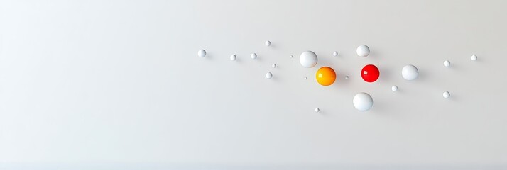 Poster - abstract sphere network design - colorful spheres arranged in a network pattern against a light gray