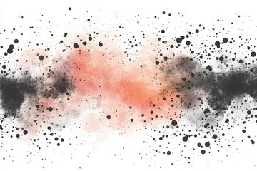 Poster - Abstract Watercolor Explosion - A vibrant abstract featuring a burst of orange and black watercolor, scattered dots, and a white background