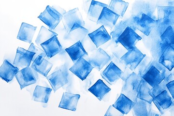 Poster - Blue Watercolor Square Abstract - Abstract watercolor painting of blue squares on a white background. Symbolizing creativity, freedom, energy, tranquility, and modern art