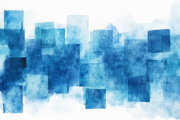 Poster - Blue Watercolor Square Abstract - Serene blue hues, geometric shapes, abstract art, minimalist design, watercolor texture. Evokes feelings of tranquility, calmness, and modern simplicity