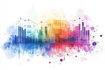 Poster - data visualization rainbow spectrum - abstract watercolor graphic of colorful data charts and graphs