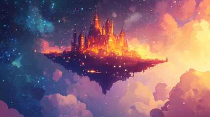 Wall Mural - flying castle sky