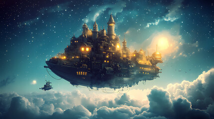 Wall Mural - flying castle sky