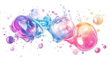 Aufkleber - Holographic Liquid Bubbles Abstract Watercolor - Fluid, vibrant, iridescent, ethereal, and dynamic bubbles symbolize energy, transformation, innovation, and beauty