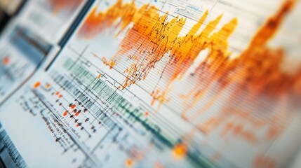 Poster - Market Data Watercolor Analysis - A close-up of a high-resolution depicting a watercolor- of financial market data. Symbolizing growth, investment, risk, strategy, and analysis