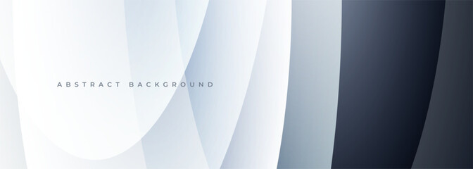 Aufkleber - White and black modern abstract wide banner background with geometric shapes and curves. Vector illustration