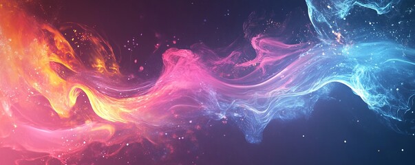 Poster - Colorful abstract wave design background with flowing lines and particles