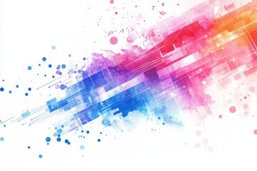 Poster - Vibrant Watercolor Abstract Design - Colorful abstract watercolor splash design with geometric shapes, perfect for backgrounds, presentations, and creative projects